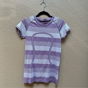 lululemon athletica Purple and Gray Striped Tee